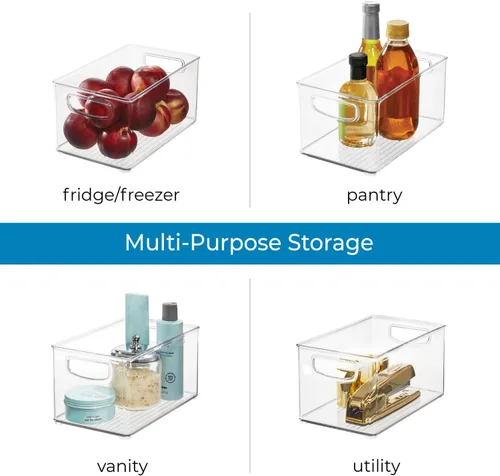 Miniatura 5 de InterDesign iDesign - Contenedor organizador de plástico para refrigerador y congelador con asas integradas, 10 x 5 x 6 pulgadas, transparente