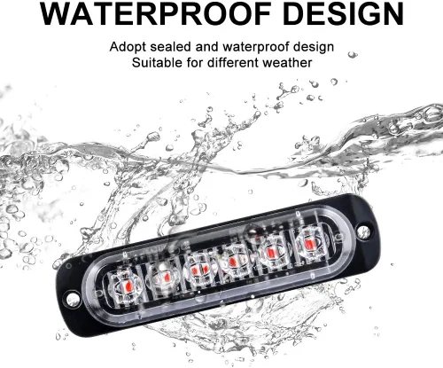 Miniatura 6 de Luces LED de Estrobo Emergencia con Control Remoto, Rojo 4EN1 24LED Rejilla de Advertencia Parpadeante para Construcción Luz de Policía Impermeable