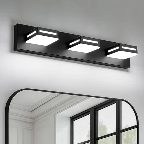 Lámparas LED modernas para baño, 3 luces de 24 pulgadas, regulables, 5CCT, ajustables, color negro mate, para accesorios de iluminación de baño,