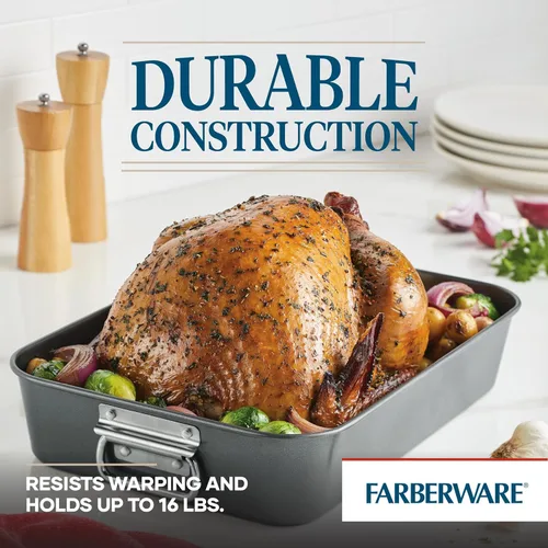 Miniatura 5 de Farberware Bakeware - Asador de acero antiadherente con estante plano, 11 pulgadas x 15 pulgadas, gris