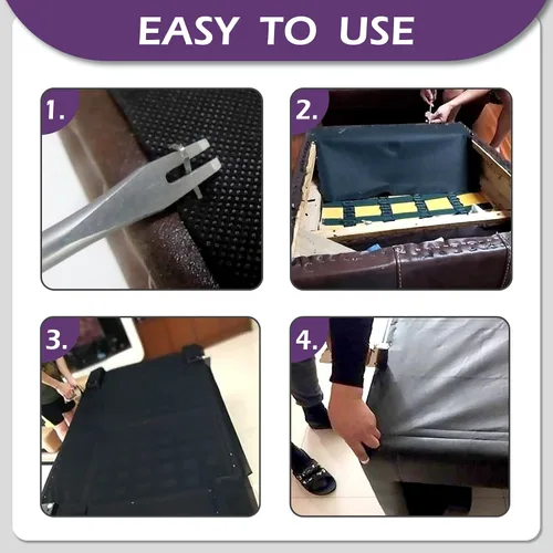 Miniatura 4 de Swpeet 5 piezas de tapicería de tela negra de 60 pulgadas x 3 yardas, repuesto de tela y levantador de tachuelas, extractor de uñas con kit