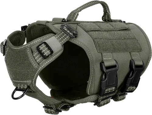 Miniatura 21 de ICEFANG - Arnés táctico para perro con 6 hebillas, chaleco con sistema molle con asa para perro, 3/4 del cuerpo, panel con velcro para parche