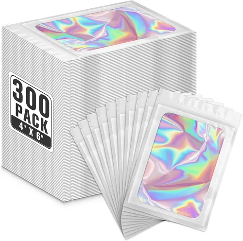 Miniatura 8 de ANZNKU 300 bolsas holográficas de Mylar resellables, bolsas resellables de 4x6 pulgadas para pequeñas empresas, bolsa de kit para resaca a prueba