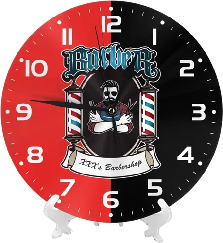 Miniatura 2 de Reloj de pared personalizado para peluquería, añade tu texto, reloj de peluquería rojo personalizado, reloj de pared para salón de belleza, regalo