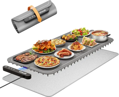Miniatura 11 de Tapete de calentamiento para alimentos, (XXL, 35 x 16 pulgadas), bandejas eléctricas de calentamiento, tapete de calentamiento de grafeno mejorado
