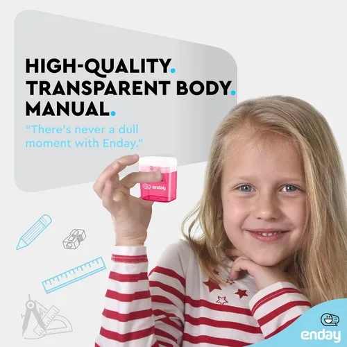 Miniatura 2 de Sacapuntas manual de doble agujero, color rosa, sacapuntas de lápices jumbo con tapa y contenedor, sacapuntas de mano para lápices grandes