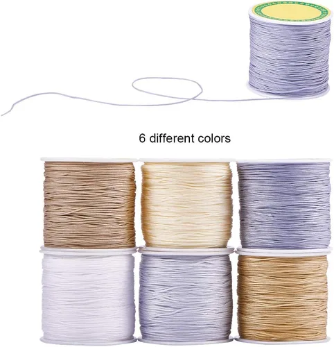 Miniatura 8 de PH PandaHall 600 yardas de 0.031 in de nailon para cuentas de hilo de cuerda de nudo chino Kumihimo hilo de macramé, cordón de cuerda para macramé