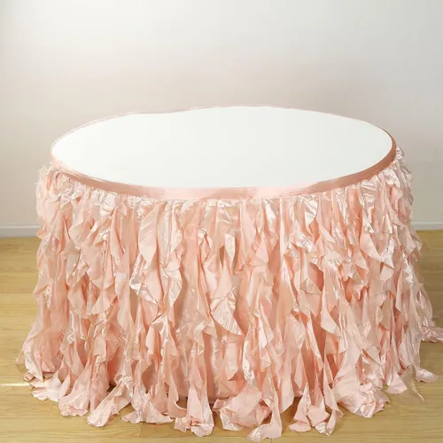 Miniatura 11 de Efavormart - Falda de mesa de tafetán de sauce rizado de 14 pies para cocina, comedor, catering, boda, fiesta de cumpleaños, eventos, color rubor
