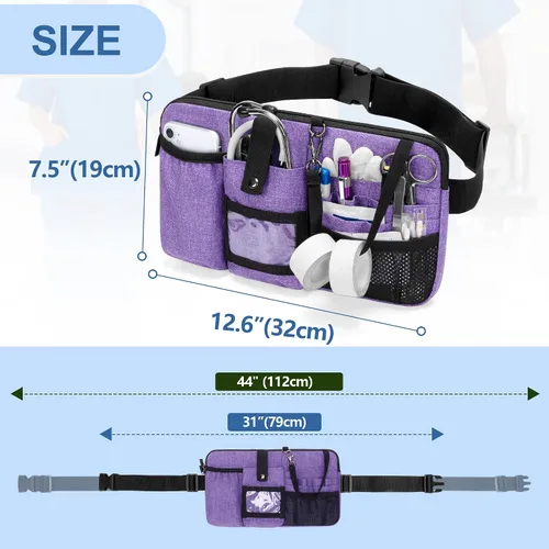 Miniatura 6 de Trunab Riñonera para enfermera, cinturón organizador de enfermería con correa de cintura ajustable, bolsa de cintura para suministros médicos