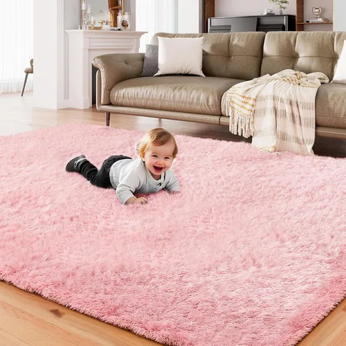 Miniatura 3 de AMTOVO - Alfombras peludas para sala de estar, alfombra grande de 5 x 7 pies, rosada, esponjosa, de liquidación, alfombra para dormitorio, alfombra