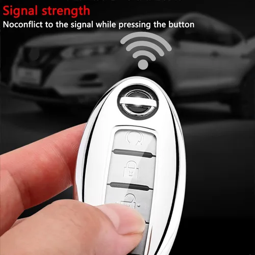 Miniatura 6 de para llavero de Nissan, funda de poliuretano termoplástico suave con protección de 360 grados, con llavero de cuero para Nissan Altima Maxima Murano