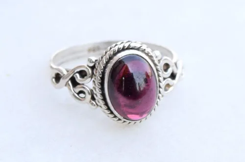 Avicrafts Anillo de Piedra Granate Plata de Ley 925 Anillo Declarativo Para Mujeres Hecho a Mano Piedra Preciosa Joyería de Navidad Regalo Para Ella