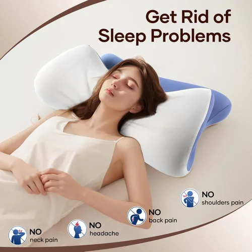 Miniatura 2 de isuke Almohada cervical cervical para dormir, almohada de espuma viscoelástica de contorno, almohada ergonómica de enfriamiento para dormir de lado