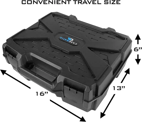 Miniatura 4 de CASEMATIX Estuche de viaje para reloj con 42 ranuras para portarrollos de reloj, resistente a los impactos con caja de reloj de espuma
