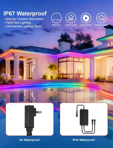 Miniatura 2 de Luces de tira LED COB, RGB Smart IC, IP67 Impermeable, Regulable 20FT/6M, Tira de luz con flujo de color con control de aplicación y sincronización
