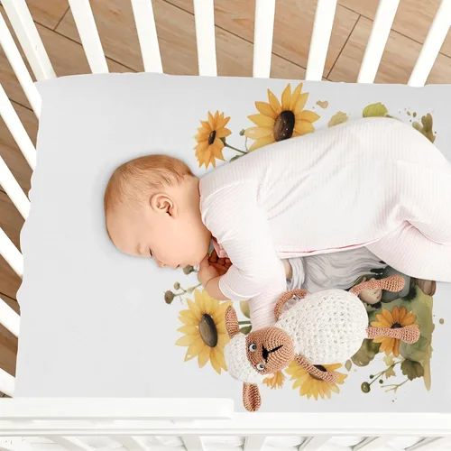 Miniatura 8 de Fitted Crib Sheets Gnome Sunflowers Mini Crib Sheets for Boy & Girl Toddler Mattress Sheets Playard Sheet 21216174