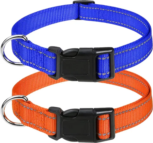 Miniatura 12 de Collares reflectantes de nailon para perros, con hebilla de liberación rápida, collares de nailon de seguridad ajustables para perros pequeños