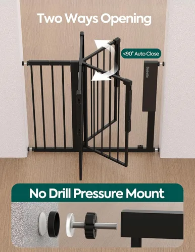 Miniatura 7 de Babelio Puerta de bebé inteligente de desbloqueo automático por infrarrojos para puertas y escaleras, puertas de cierre automático para perros
