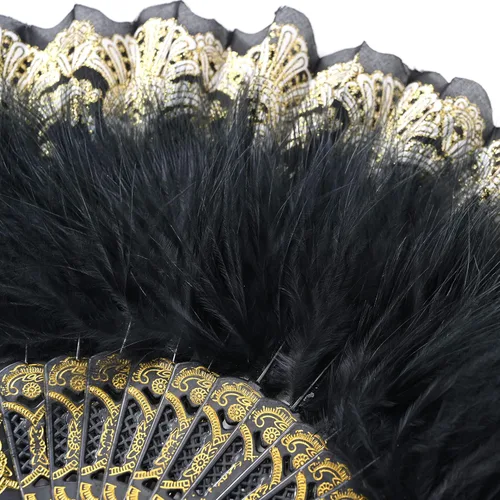 Miniatura 2 de BABEYOND Abanico de plumas de marabú estilo vintage de los años 20, abanico plegable de mano estilo flapper para disfraz y baile