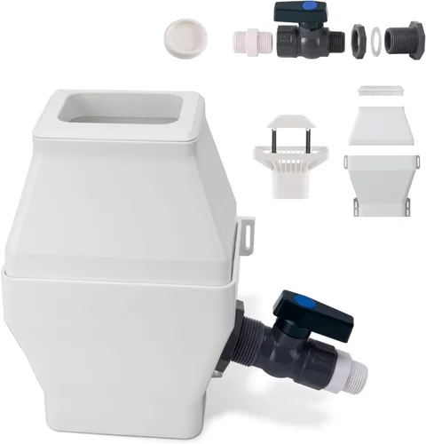 Kit desviador de barril de lluvia – Sistema de recolección de agua de lluvia se adapta a bajante de 2 x 3 o 3 x 4 pulgadas con filtro y espita de PVC