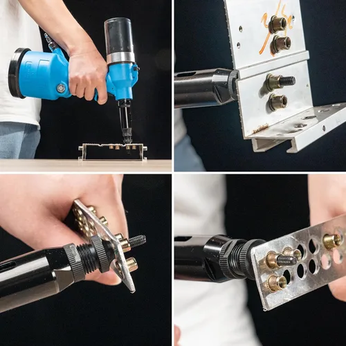 Miniatura 3 de Herramienta Neumática de Tuerca Remachadora Hidráulica de Servicio Pesado, Kit de Herramienta de Pistola de Tuerca Remachadora Neumática Automática