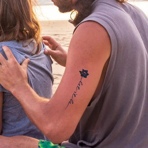 Miniatura 2 de Tatuaje temporal semipermanente para adultos, 2 hojas de palabras de flores, citas Let It Be pequeño, pequeño cuello de mano, calcomanías falsas