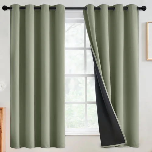 Miniatura 84 de SimpleHome - Cortinas opacas 100% para recámara, cortinas de ventana con ojales beige, con aislamiento térmico, cortinas de oscurecimiento