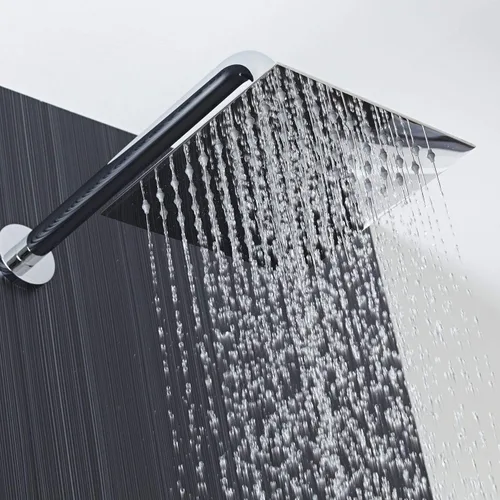 Miniatura 6 de Voolan - Regadera tipo lluvia de metal, cuadrada, de alto flujo, cobertura de cuerpo completo en cascada, montaje universal para techo o pared