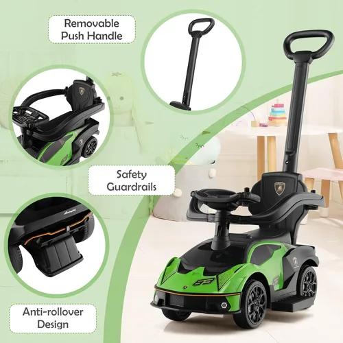 Miniatura 5 de GLACER Lamborghini - Cochecito de juguete 3 en 1 con licencia para niños con asa de empuje, barandilla para apoyabrazos, almacenamiento debajo