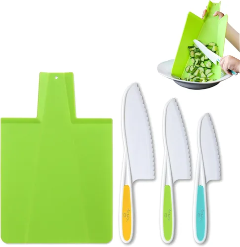 Miniatura 6 de TOVLA JR. Juego de cuchillos de cocina Montessori y tabla de cortar para niños pequeños, herramientas seguras de tamaño infantil para cocina real, a
