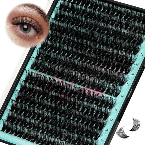 Miniatura 40 de Kit de Extensión de Pestañas, Kit de Racimos de Pestañas DIY 168Pcs con Pegamento de Unión y Sello Impermeable, Removedor de Pestañas para Kit