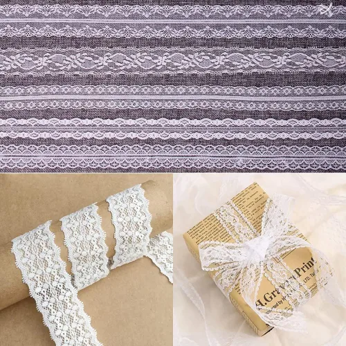 Miniatura 3 de 30 yardas de cinta de encaje blanca, para envolver regalos, decoración de vestidos, decoración de bodas, manualidades de costura (Estilo2)