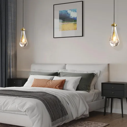 Miniatura 4 de Lámparas colgantes de latón, luces colgantes de cristal, isla de cocina, lámpara de gota de lluvia para comedor, dormitorio, baño, incluye bombilla