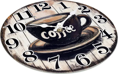 Miniatura 8 de Reloj de pared vintage con letrero de café para cocina, estilo rústico, funciona con pilas, para cocina/cafetería/comedor/hogar (12 pulgadas)
