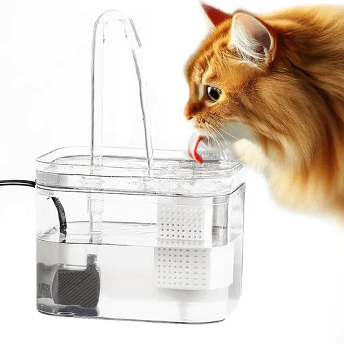 Miniatura 2 de SunGrow Fuente de agua para gatos, estación de hidratación de flujo automático con filtro y bomba USB silenciosa, cuenco de alimentación