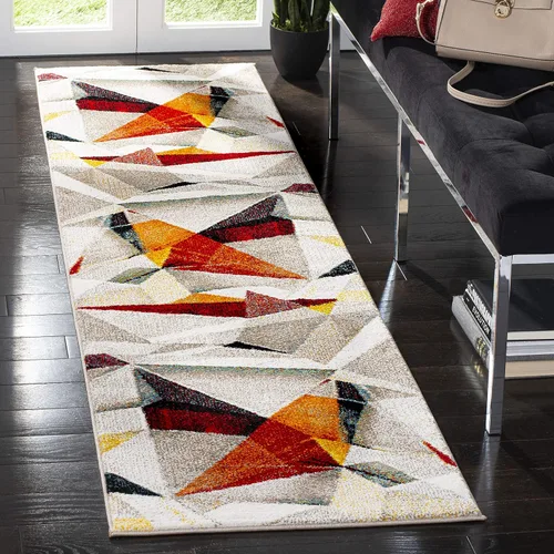 Miniatura 16 de SAFAVIEH Porcello Collection - Alfombra decorativa de 2 pies 3 pulgadas x 4 pies, gris claro y naranja, diseño abstracto moderno, no desprende