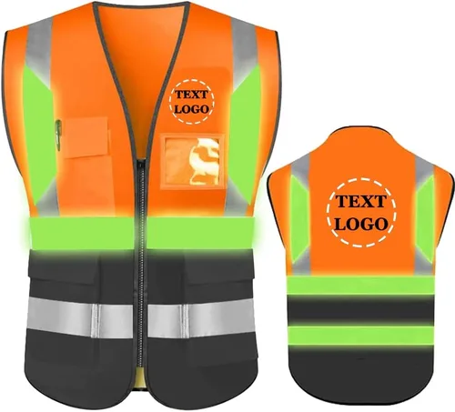 Miniatura 16 de Chaleco de Seguridad de Alta Visibilidad con Alta Reflectividad, Ropa de Trabajo de Seguridad Personalizada con Logotipo, Tiras Reflectantes