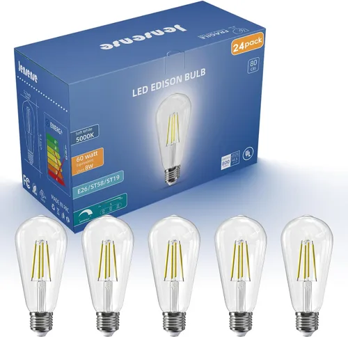Miniatura 16 de Jensense Bombillas LED Edison E26, 60 vatios equivalentes, bombillas regulables, 2300 K, luz blanca cálida (cristal ámbar), estilo vintage