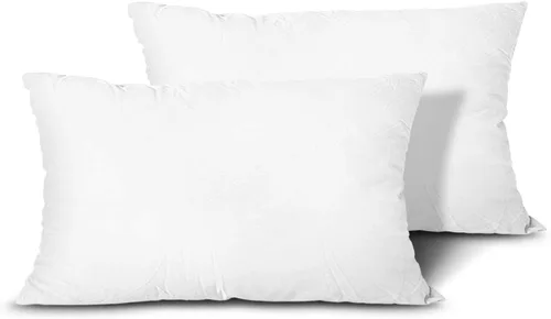 EDOW Juego de 2 almohadas ligeras de poliéster alternativo al plumón, cojín de sofá, relleno de funda, lavable a máquina (blanco, 12 x 20 pulgadas)