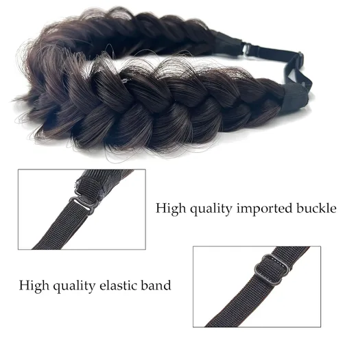 Miniatura 3 de Diadema trenzada de pelo sintético, hebras anchas clásicas, para boda, desordenada, esponjosa, peluca, accesorio de belleza para mujer