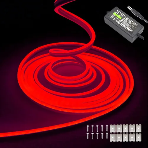 Miniatura 9 de dobestyou - Tira de luces LED de neón naranja - 16.4 pies (5 m) 12 V CC, 600 LED SMD2835, impermeable, flexible, luz de cuerda para decoración