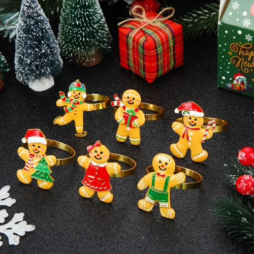 Miniatura 3 de WILLBOND 12 servilleteros de Navidad para cenas de Navidad, fiestas, accesorios de decoración de mesa de adorno de boda, (estilo adorable)