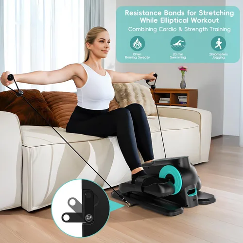 Miniatura 3 de Under Desk Oval Machine, Morelax Oval Leg Exerciser for Elderly Assembly, Quiet Portable Electric Sit Pedal Exerciser with Resistance Band, Remote