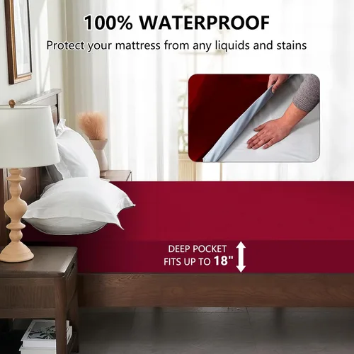 Miniatura 3 de Protector de colchón individual impermeable, transpirable, funda de colchón tamaño individual, sábana bajera lavable sin ruido con bolsillo profundo