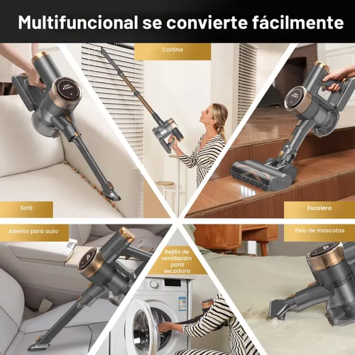 Miniatura 9 de Aspiradora Inalámbrica, Aspiradora de Mano Ligera 10 en 1 con 45 minutos de tiempo de funcionamiento, Potente Succión, Pantalla Táctil LED