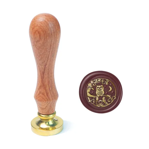 Miniatura 27 de Juego de sellos de cera de animales con 7 cabezas de latón extraíbles y 1 mango de madera, sello de cera retro para gatos, pájaros, mariposa, abeja