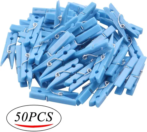 Miniatura 2 de Jdesun 50 clips para fotos, mini clip de plástico para papel, pinzas para la ropa, oficina, hogar, arte (azul)