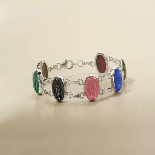 Miniatura 4 de Ross-Simons Multi-Stone Scarab Bracelet in Sterling Silver