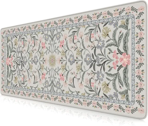 Miniatura 15 de iCasso Alfombrilla de mouse estética pequeña con diseño floral, mini alfombrilla de mouse portátil rosa, antideslizante y cómoda, de tela para mouse
