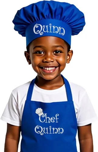 Miniatura 15 de Delantal bordado personalizado y sombrero de chef para niños y niñas, regalo divertido en la cocina (añade un juego de nombre, largo con sombrero)